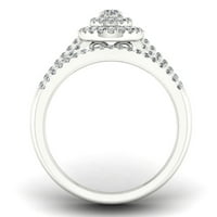 1 2CT TDW Diamond 10K Bijelo zlato Double Halo Bridal Set
