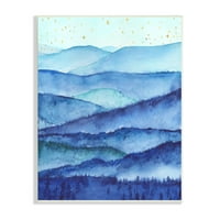 Stupell Industries Blue Mountains stabla krajolik Sjaj zvijezde Sky slikanje Umjetnička umjetnost Umjetnički print