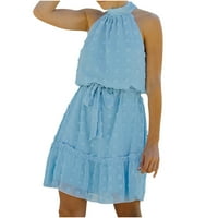 Ženske suknje plus size - modna Maksi haljina od šifona Bez rukava, uobičajene ženske suknje u plavoj boji u veličini