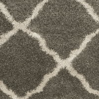 Geometrijski plišani tepih od paperja, Taupe, 6'7 6'7 Trg