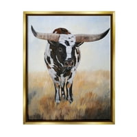 Stupell pjegav longhorn goveda slikanje životinje i insekte slikajući zlatni plutač uokviren umjetnički print