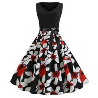 Ljetne haljine za žene 50 -ih, bez rukava, vintage halter 1950 -ih rockabilly Party Majka mladenke maxi ženske