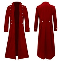 HaxMnou muški vintage steampunk repni kaput duga jakna viktorijanska gotička uniforma orcoat crvena s