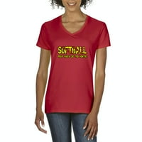 Arti - Ženska majica s kratkim rukavom s V -izrezom - Softball igraj teško ili idi kući