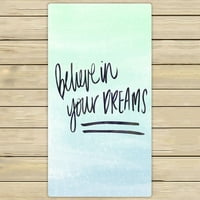 Vjerujte u svoje snove Ombre motivacijski poster zeleni i plavi ručnici, ručnici za plažu za kupanje, za bazen,