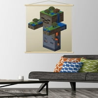 Zidni poster Minecraft-zombi močvara u drvenom magnetskom okviru, 22.375 34