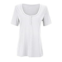 Ženske osnovne majice s dubokim izrezom s gumbima, pripijene majice za trčanje, ženske brze suhe majice na otvorenom,