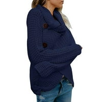 Slatki ženski vrhovi jeseni žene dugi rukavi Čvrsta dukserica Pulover Tops bluza Košulja pleteni džemper mornarice