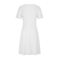 Ženske ljetne haljine Plus size rasprodaja Ženska ležerna haljina Plus Size S izrezom u obliku slova u, jednobojna