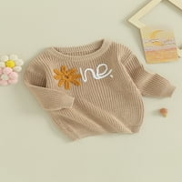 Qinghua dojenčad djevojčica One Brithday džemper cvjetno pismo tisak dugih rukava Pletena pulover vrhova jesena