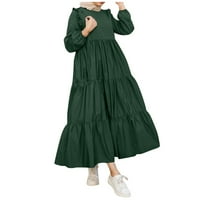 Žene se oblače solidna casual maxi haljina okrugli dekolte duge ljetne žene oblače se zeleno 4xl