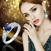 Simu Four Sapphire cirkon Elegantni rinestonski prsten safirski nakit prstenovi Žene moda puni dijamantni cirkonski