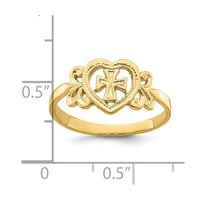 Masivni križ od žutog zlata od 14 karata u obliku srca, veličina prstena 6,5
