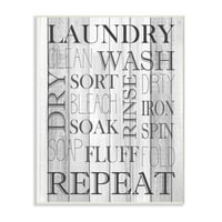 Stupell Industries za pranje rublja kupaonica crno -bijeli dizajn zidne ploče umjetnost Kimberly Allen