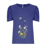 Ženske košulje s kratkim rukavima Ljetni vrhovi casual cvjetni cvjetni print majice majice za ključanice Odjevene