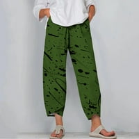 Tajice za žene u obliku trapera Capri, modne ljetne Ležerne široke ravne hlače s džepovima i printom, hlače