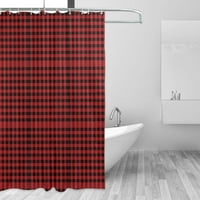 Crvena crna bizona Provjerite zavjesu za tuširanje za kupaonicu vodootporne zavjese s kukama za ukrašavanje