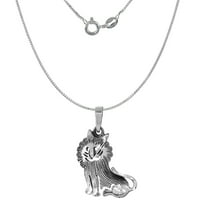 Ogrlica sa stiliziranim sjedećim Lavom od srebra s dijamantnim rezom i oksidiranim završetkom __15