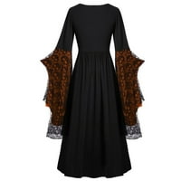 Teen sundress Plus Size Ženska haljina s lubanjskim rukavom čipkasti print retro modna zavojna haljina s dugim