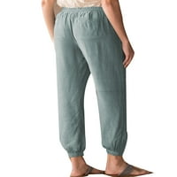 Ženske rastezljive široke hlače s vezicama, Ležerne hlače s džepovima