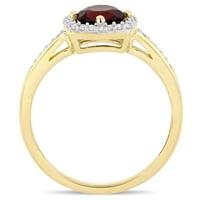 Miabella Ženska karat T.G.W. Granat i karat dijamant 10KT žuti zlatni halo prsten