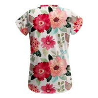 Ženske bluze i vrhovi Elegantna modna ljetna ležerna majica s izrezom u obliku slova U i kratkim rukavima S printom