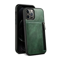 Telefonski futrola za kožu za iPhone serije serije sa stražnjim poklopcem s patentnim zatvaračem, zelena