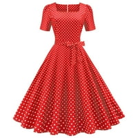 Asdoklhq Womens Plus Assion Obućne haljine, žene kratki rukavi 1950 -ih Housewive večernja zabava maturalna haljina