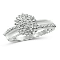 Nakit klub 0. Bijeli dijamantni prsten od sterling srebra s naglaskom za žene