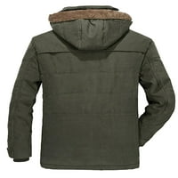Mangentle zimska jakna Čvrsta boja casual flece termička kapuljača s više džepova