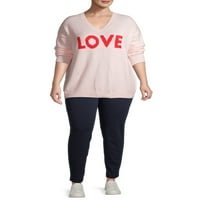 Heart n 'Crush Women Plus Size Solid Ponte nogu s džepovima