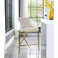 Stolica od baršuna u krem boji sa zlatnim metalnim nogama