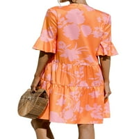 Ženske kratke mini haljine od tunike, haljina s majicom, ljuljačka sarafan, ljetna široka majica s cvjetnim printom