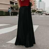 Ženska modna suknja s visokim strukom, Vintage labava suknja za plažu s omotom, Crna,