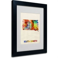 Zaštitni znak likovna umjetnost Južna Dakota karta Matted Framed Art od Michael Tompsett, crni okvir