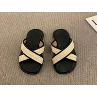 Daeful Ladies sldies križni remen ravne sandale klizanje na ljetnoj sandali s tkanom plažom casual cipele žene