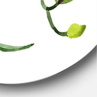 DesignArt 'Cvijeće zelene orhideje na bijeloj' tradicionalnoj metalnoj umjetnosti kruga - disk od 23 godine