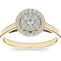 Carat T.W. Dijamantni 10KT žuto zlato jedan halo zaručnički prsten