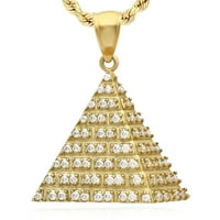 3-inčni egipatski piramidalni privjesak od 10k žutog zlata s imitacijom dijamanta 0,8 -1,1
