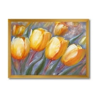 Dizajnerska umjetnost apstraktni žuti cvjetni tulipani uokvireni tradicionalni umjetnički tisak