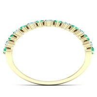 Carski dragi kamen žuto zlato 10k Smaragd okruglog reza s dijamantom od 16K ženski prsten