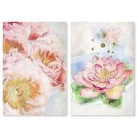 Wynwood Studio Canvas Cvjetajući set cvjetni i botanički cvjetni cvjetni platno platno print ružičasta svjetlost