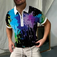 Hanas muške ljetne polo majice s kratkim rukavima, modni print prozračni patentni zatvarač casual tanki fit majica