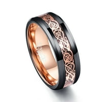 Vjenčani prsten Muški Ženski crni volfram prsten s dvostrukim ružičastim zlatom keltski čvor