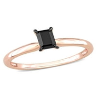 14-karatni zaručnički prsten od ružičastog zlata od ružičastog zlata s crnim rodijem