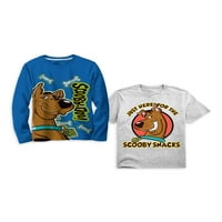 Scooby Doo Boys Dugi rukavi i grafička majica s kratkim rukavima, 2-pak, veličine 4-18