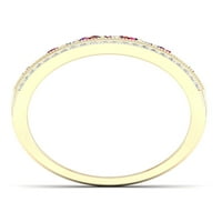 Ženski dijamantni prsten od 10k žutog zlata s rubinom i dijamantima