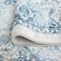 Tradicionalni cvjetni tepih u krem boji, Plava unutarnja staza koja se lako čisti