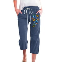 Hlače s ravnim nogavicama, ženske modne ženske Ležerne rastezljive široke hlače s cvjetnim printom, ravne široke