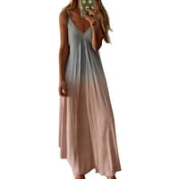 Ženska ležerna Maksi haljina bez rukava s dubokim dekolteom u obliku slova U, široka jednobojna duga Maksi haljina